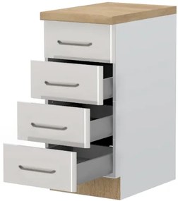 Επιδαπέδιο ντουλάπι Modena R40-4M BOX-Λευκό - Γκρι ανοιχτό - 40.00Χ60.00Χ88.00cm