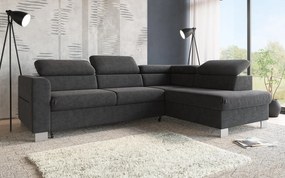 Γωνιακός καναπές κρεβάτι BELLAGIO με αποθηκευτικό χώρο, σκούρο γκρί, 255x95x193cm-Δεξιά γωνία-TED3333