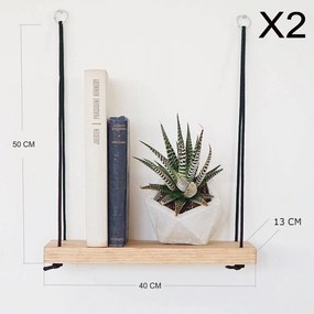 ΣΕΤ ΡΑΦΙΑ ΤΟΙΧΟΥ ΜΕ ΣΧΟΙΧΙ &amp; ΞΥΛΟ  ΦΥΣΙΚΟ ΜΑΥΡΟ 40x13x50 εκ.