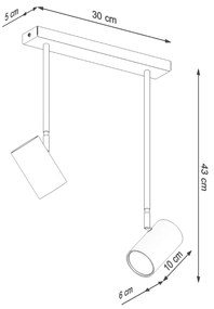 Sollux Φωτιστικό οροφής Norano 2,ατσάλι,2xGU10/40w