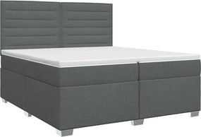 vidaXL Κρεβάτι box spring με στρώμα Σκούρο Γκρι 200 x 200 cm Ύφασμα