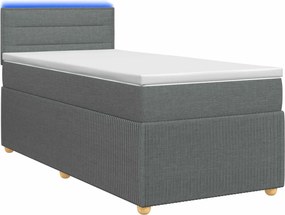 vidaXL Κρεβάτι box spring με στρώμα Σκούρο Γκρι 90 x 200 cm Ύφασμα