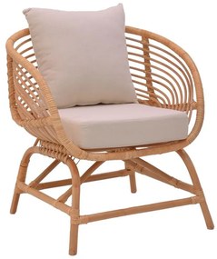 Πολυθρόνα Caxen φυσικό rattan-λευκό μαξιλάρι 72x63x75εκ 72x63x75 εκ.