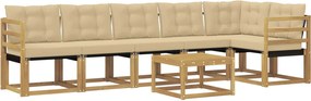 vidaXL Σειρά Καναπέ Εξωτερικού με μαξιλάρι 7 pcs Λευκό και Μπεζ