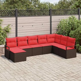 vidaXL Σετ Καναπέ με μαξιλάρι 8 pcs Καφέ συνθετικό ρατάν