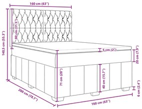 Κρεβάτι Boxspring με Στρώμα Μπλε 160x200 εκ. Υφασμάτινο - Μπλε