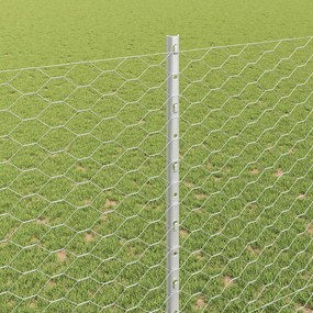vidaXL Εξωτερική εξάγωνη περίφραξη με στήλη 10 x 1,5 m Ασημί Δίχτυ