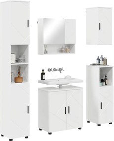 vidaXL Σετ Επίπλων Μπάνιου Επιτοίχιο 5 pcs Υψηλής γυαλάδας λευκό