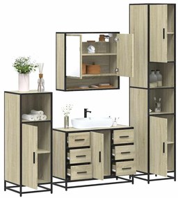 vidaXL Σετ Επίπλων Μπάνιου 4 Τεμαχίων Sonoma Δρυς Επεξεργασμένο Ξύλο