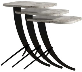 Ζιγκόν Pion (Σετ 3Τμχ) 845HCT2876 35x60x45/35x54,5x45/35x48,5x45cm Marble Effect White