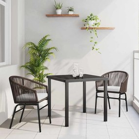 vidaXL Σέτ φαγητού για κήπο 3 pcs Καφέ Πολυ ράταν