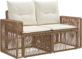 vidaXL Σετ Καναπέ Κήπου 7 pcs Μπεζ και Κρέμ συνθετικό ρατάν