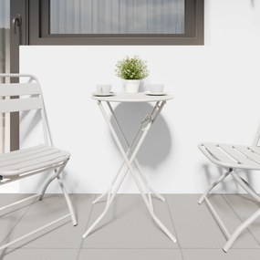 vidaXL Πτυσσόμενο Τραπέζι Κήπου Λευκό Ø50x72 cm Ατσάλι