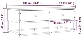 Τραπεζάκι Σαλονιού Sonoma Δρυς 100x51x40 εκ. Επεξεργασμένο Ξύλο - Καφέ