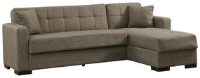 Γωνιακός καναπές-κρεβάτι με αποθηκευτικό χώρο Kansos καφέ ύφασμα 235x150x80εκ Υλικό: FABRIC - WOOD 328-000007