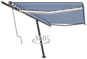 vidaXL Τέντα Αυτόματη με Αισθητήρα Ανέμου & LED Μπλε/Λευκό 500x300 εκ.