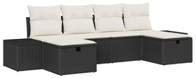 vidaXL Σετ Καναπέ Κήπου 6 pcs Μαύρο 55 x 62 x 69 εκ Πολυ ράταν