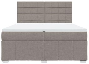 Κρεβάτι Boxspring με Στρώμα Taupe 200x200 εκ. Υφασμάτινο - Μπεζ-Γκρι