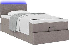 vidaXL Οθωμανικό κρεβάτι με στρώμα &amp; LEDs Taupe 80x200cm ύφασμα