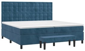 Κρεβάτι Boxspring με Στρώμα Σκούρο Μπλε 200x200 εκ. Βελούδινο - Μπλε