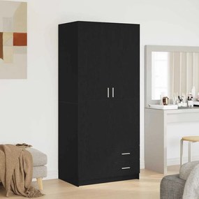 vidaXL Ντουλάπα  Μαύρη Δρυς 80x52x180 εκ. Επεξεργασμένο Ξύλο