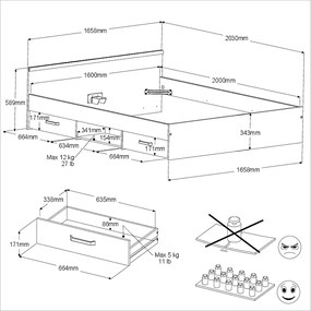 Κρεβάτι Novel-140 x 190-Fusiko-Mavro