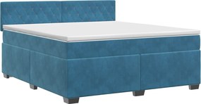 vidaXL Κρεβάτι box spring με στρώμα Σκούρο Μπλε 140 x 190 cm Βελούδο