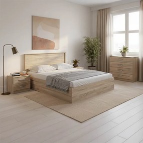 Σετ Κρεβατοκάμαρας Athos Sonoma με Κρεβάτι 160x200εκ Σετ 4τεμ