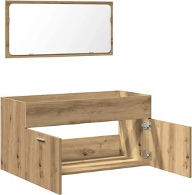 vidaXL Ντουλάπι μπάνιου με καθρέφτη Ξύλο Τεχνικής Δρυς