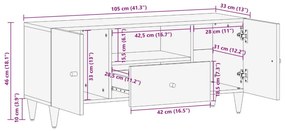 Έπιπλο Τηλεόρασης 105 x 33 x 46 εκ. από Μασίφ Ξύλο Μάνγκο - Καφέ