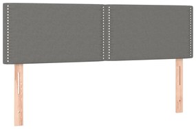 vidaXL Κρεβάτι Boxspring με Στρώμα &amp; LED Σκ.Γκρι 140x200 εκ Υφασμάτινο