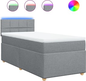 vidaXL Κρεβάτι Boxspring με Στρώμα Ανοιχτό Γκρι 100x200 εκ. Υφασμάτινο
