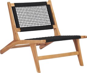 vidaXL Σεζλόνγκ με Υποπόδιο από Μασίφ Ξύλο Teak και Σχοινί