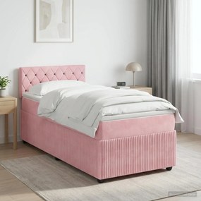 vidaXL Κρεβάτι box spring με στρώμα Ροζ 100 x 200 cm Βελούδο