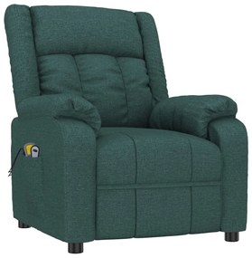 vidaXL Πολυθρόνα Μασάζ Ηλεκτρική Σκούρο Πράσινο Υφασμάτινη