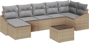 vidaXL Σετ Καναπέ με μαξιλάρι 8 pcs Μπεζ συνθετικό ρατάν