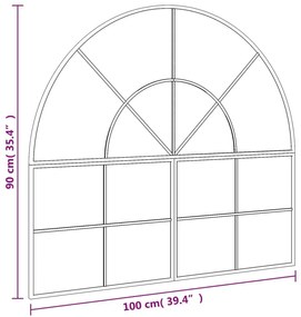 Καθρέφτης Τοίχου Αψίδα Μαύρος 100 x 90 εκ. από Σίδερο - Μαύρο