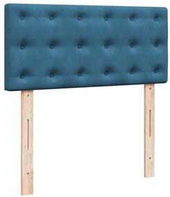vidaXL Κρεβάτι Boxspring με Στρώμα Μπλε 90x200 εκ. Βελούδινο