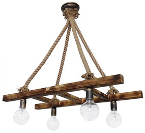 Φωτιστικό Οροφής Πολύφωτο Heronia Skala Rope 31-1046 Natural Wood/Rope