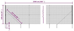vidaXL Συρματόπλεγμα Περίφραξης Πράσινο 1,4 x 25 μ. με Καρφωτές Βάσεις