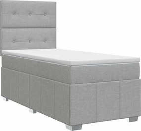 vidaXL Κρεβάτι box spring με στρώμα Ανοιχτό γκρι 100 x 200 cm Ύφασμα
