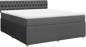 vidaXL Κρεβάτι Boxspring με Στρώμα Σκούρο Γκρι 180x200 εκ Υφασμάτιν