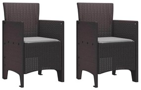 vidaXL Καρέκλα Κήπου 2 pcs Καφέ 53 x 49 x 85 εκ. PP
