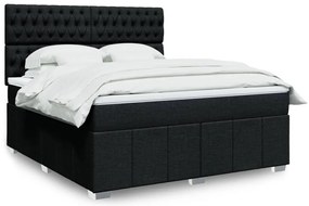 vidaXL Κρεβάτι Boxspring με Στρώμα Μαύρο 180x200 εκ. Υφασμάτινο