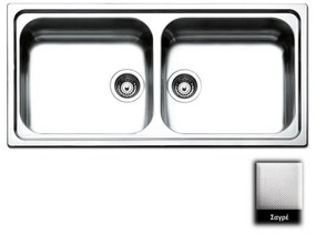 Apell Linear 8540 Ανοξείδωτος Σαγρέ Ένθετος Νεροχύτης Με 2 Γούρνες 100x50 cm