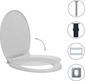 vidaXL Κάλυμμα Λεκάνης με Soft Close &amp;amp; Quick Release Οβάλ Ανοιχτό Γκρι
