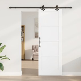 vidaXL Συρόμενη Πόρτα  με Σετ Χαρκείας Λευκή 73.5x211 εκ. Σταθερό Ξύλο Πεύκο