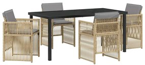 vidaXL Σέτ φαγητού για κήπο 5 pcs Μπεζ Χάλυβας με επίστρωση πούδρας