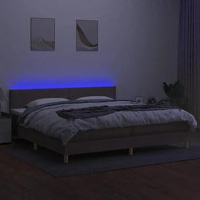 vidaXL Κρεβάτι Boxspring με Στρώμα &amp; LED Taupe 200x200 εκ. Υφασμάτινο