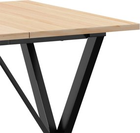 vidaXL Τραπέζι Τραπεζαρίας Πλαίσιο Χ Μασίφ Πεύκο/Ατσάλι